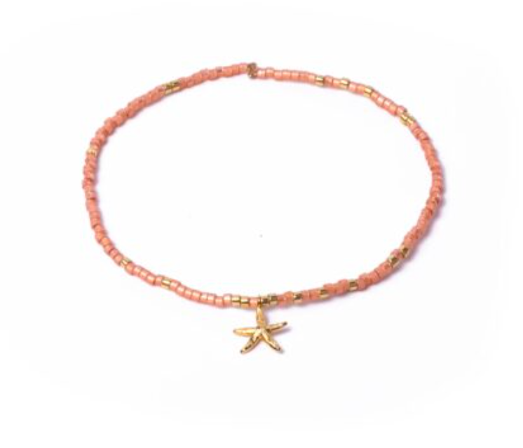 Miyuki Stretchy Beaded Bracelet with Starfish Charm, One Row