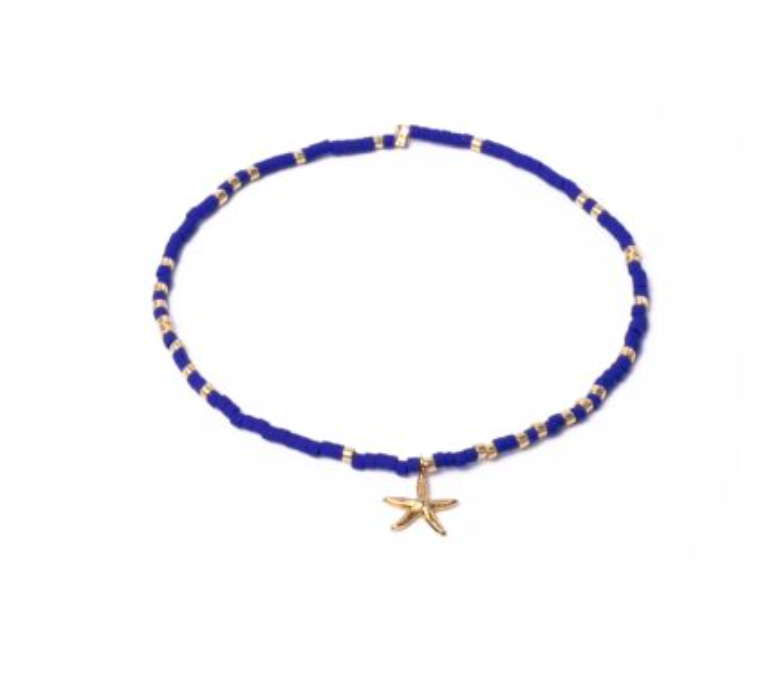 Miyuki Stretchy Beaded Bracelet with Starfish Charm, One Row