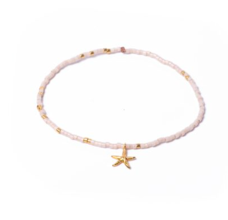 Miyuki Stretchy Beaded Bracelet with Starfish Charm, One Row