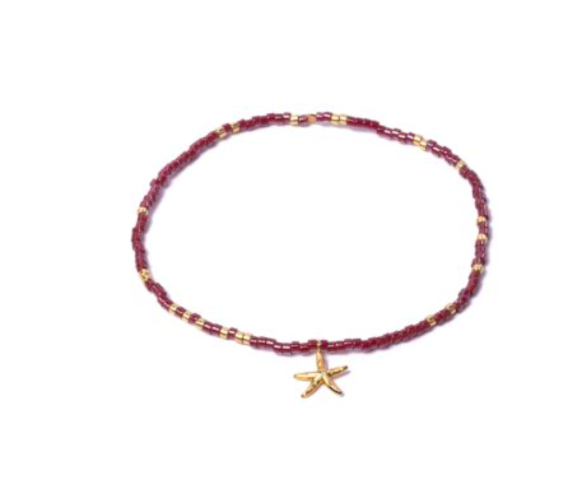 Miyuki Stretchy Beaded Bracelet with Starfish Charm, One Row