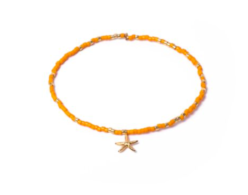 Miyuki Stretchy Beaded Bracelet with Starfish Charm, One Row