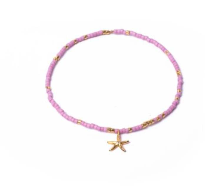 Miyuki Stretchy Beaded Bracelet with Starfish Charm, One Row