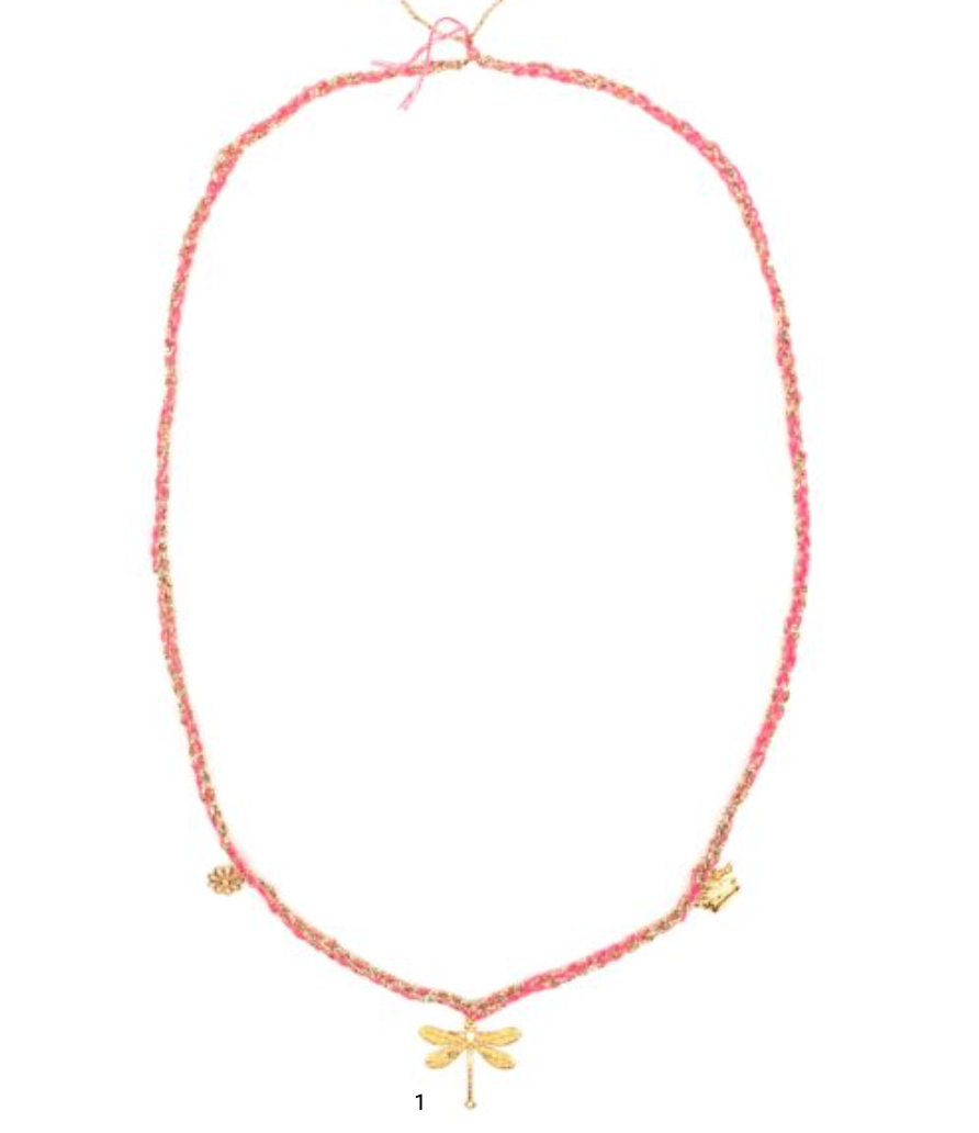 Frida Long Necklace Medium, Three Charms