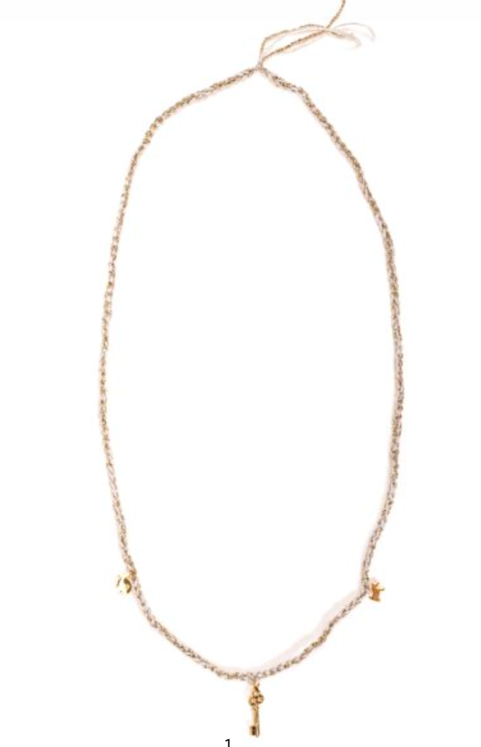 Frida Long Necklace Medium, Three Charms