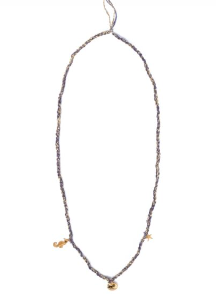 Frida Long Necklace Medium, Three Charms