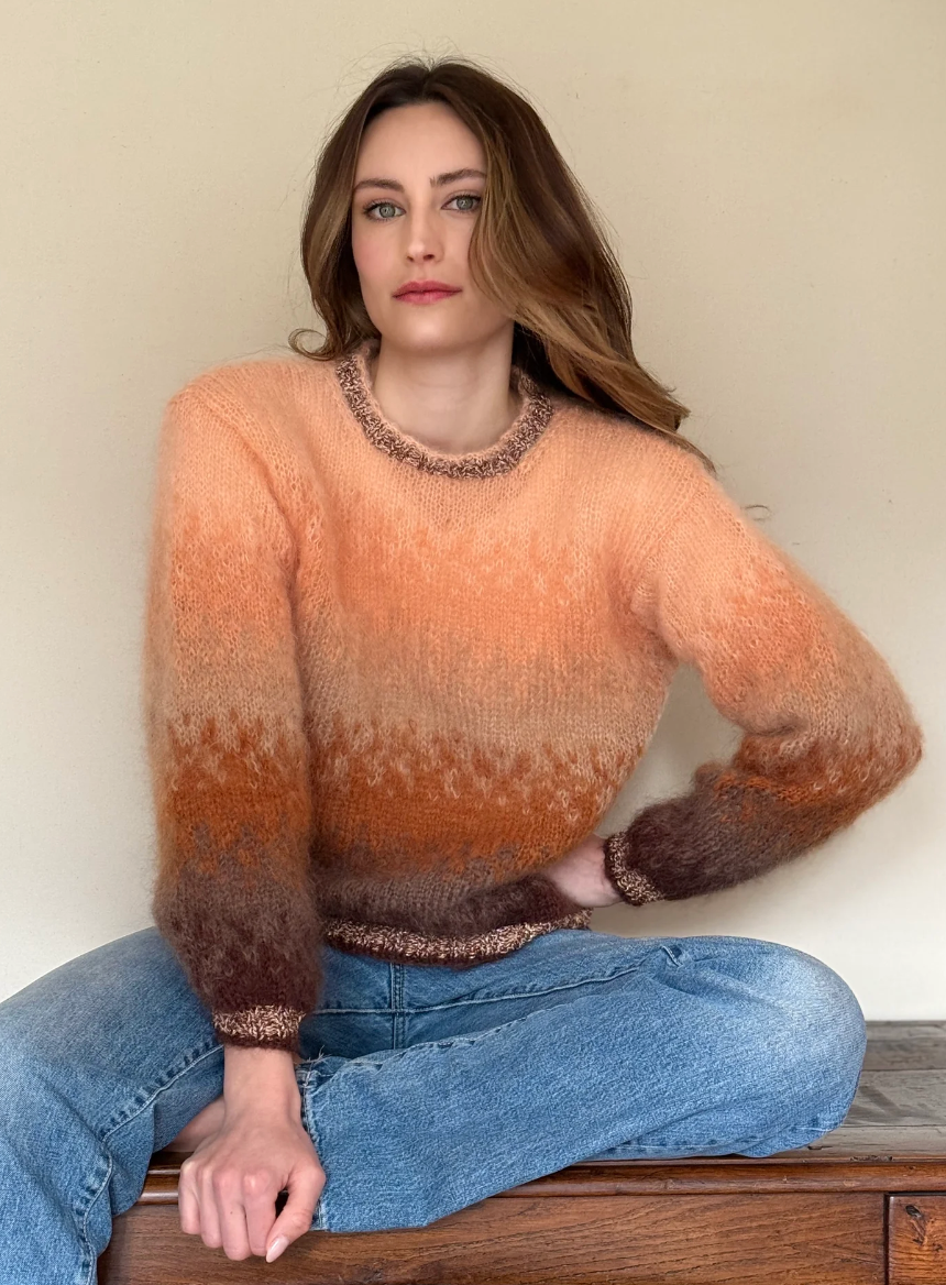 Rose Carmine Tie & Dye Crew Neck Sweater