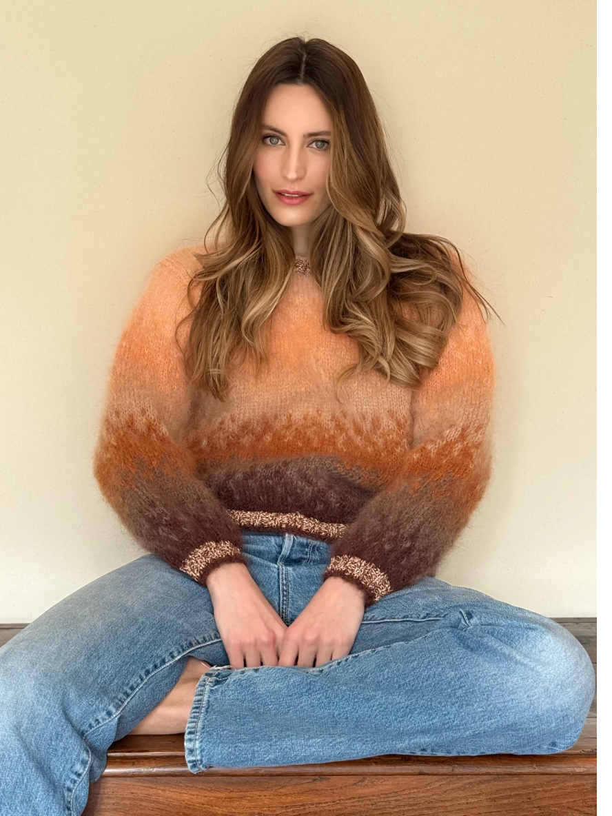 Rose Carmine Tie & Dye Crew Neck Sweater