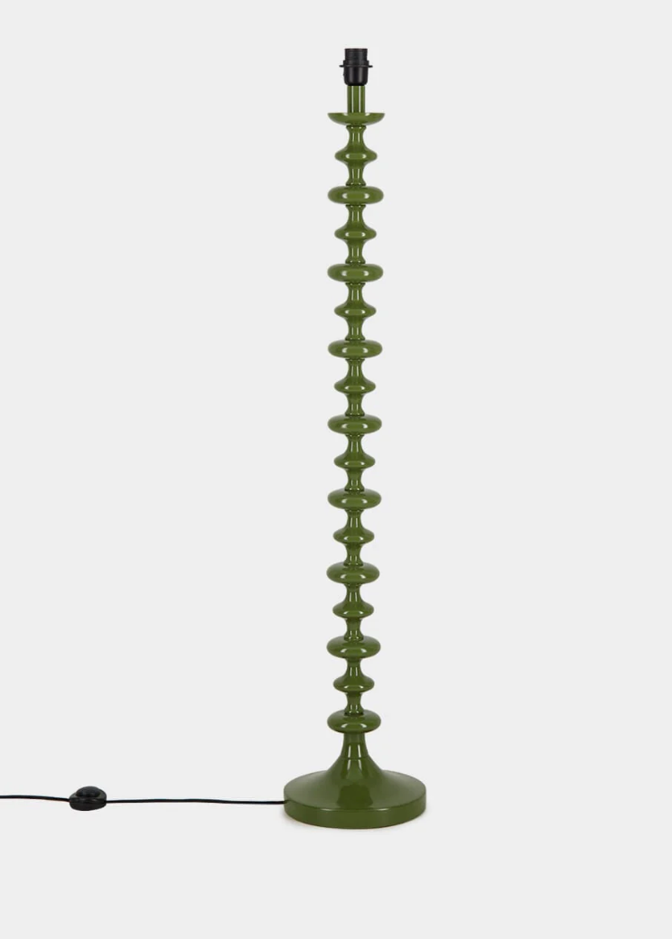 FREIXO GREEN CERAMIC FLOOR LAMP WITH WICKER SHADE