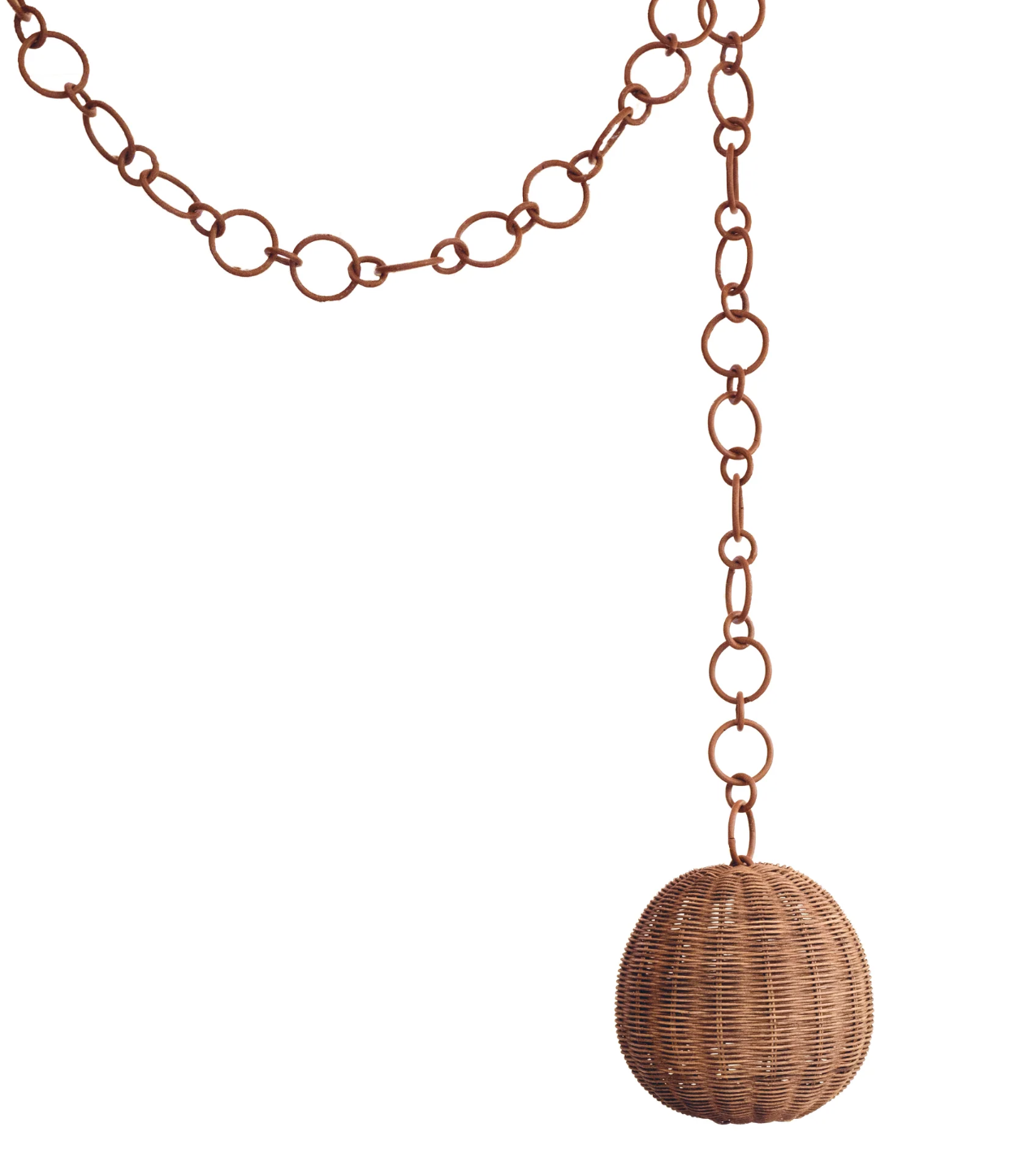 Honore Deco CATENA PENDANT LAMP, Brown Chain/Rattan Shade - Homebody Denver