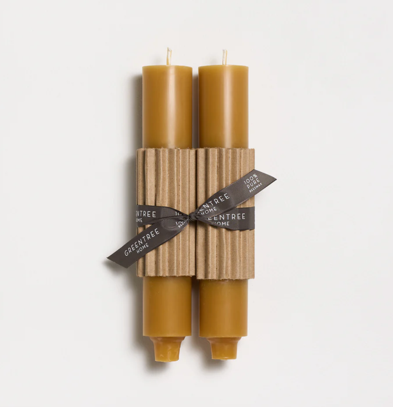 Pair of Beeswax Column Candles. 9" x 1.5"