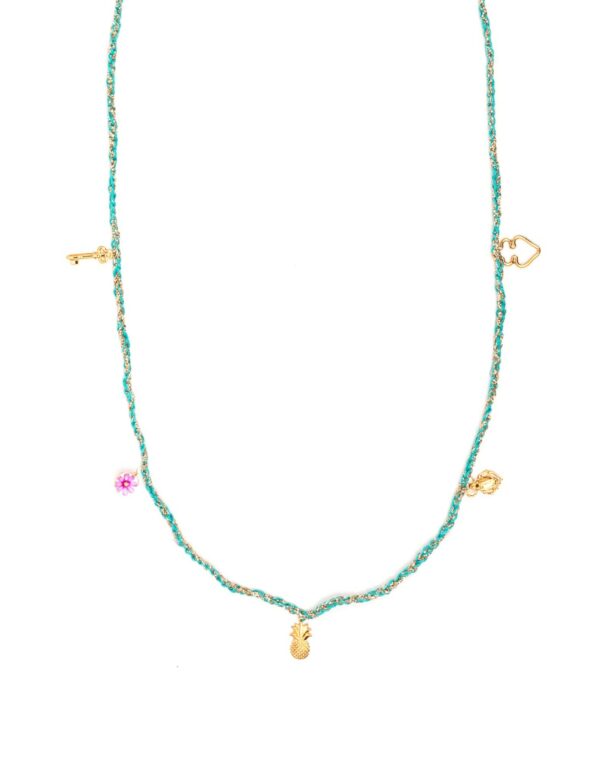 Frida Long Necklace, Five Charms