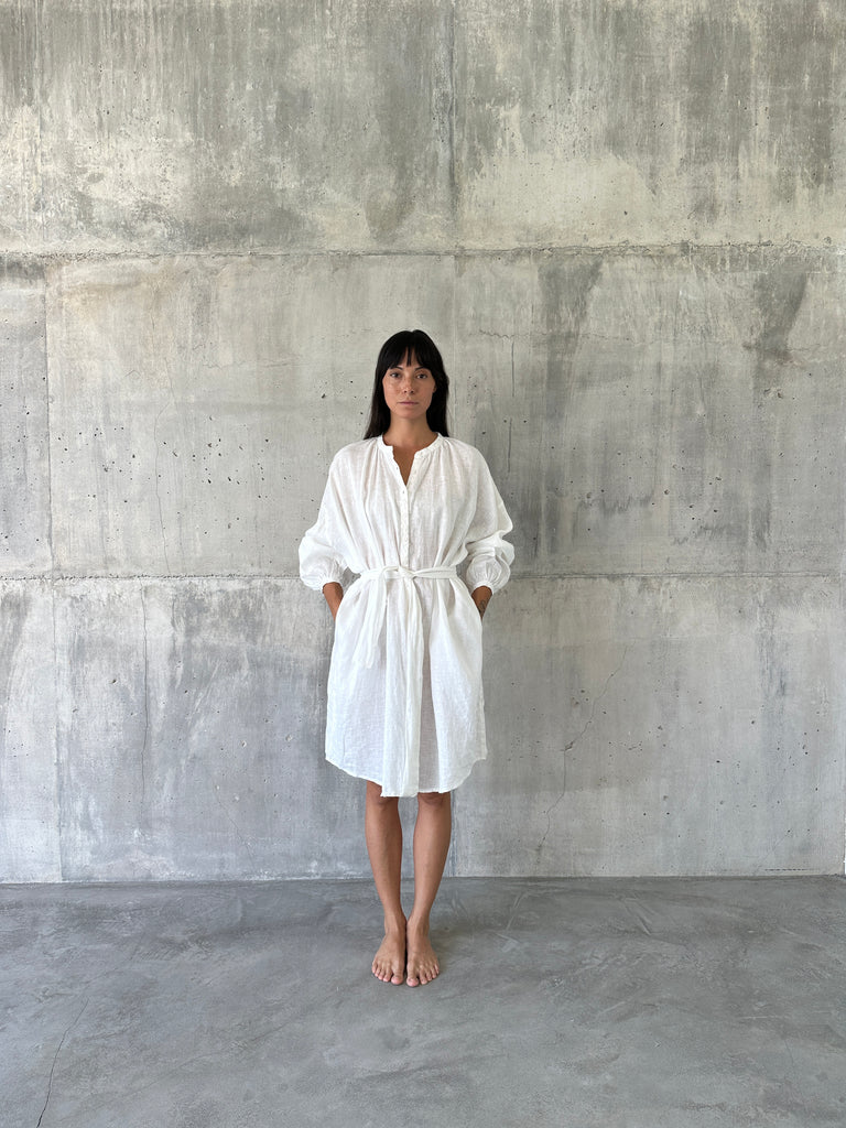 Bayu Short Dress, 100% Nila Linen Cotton, One Size