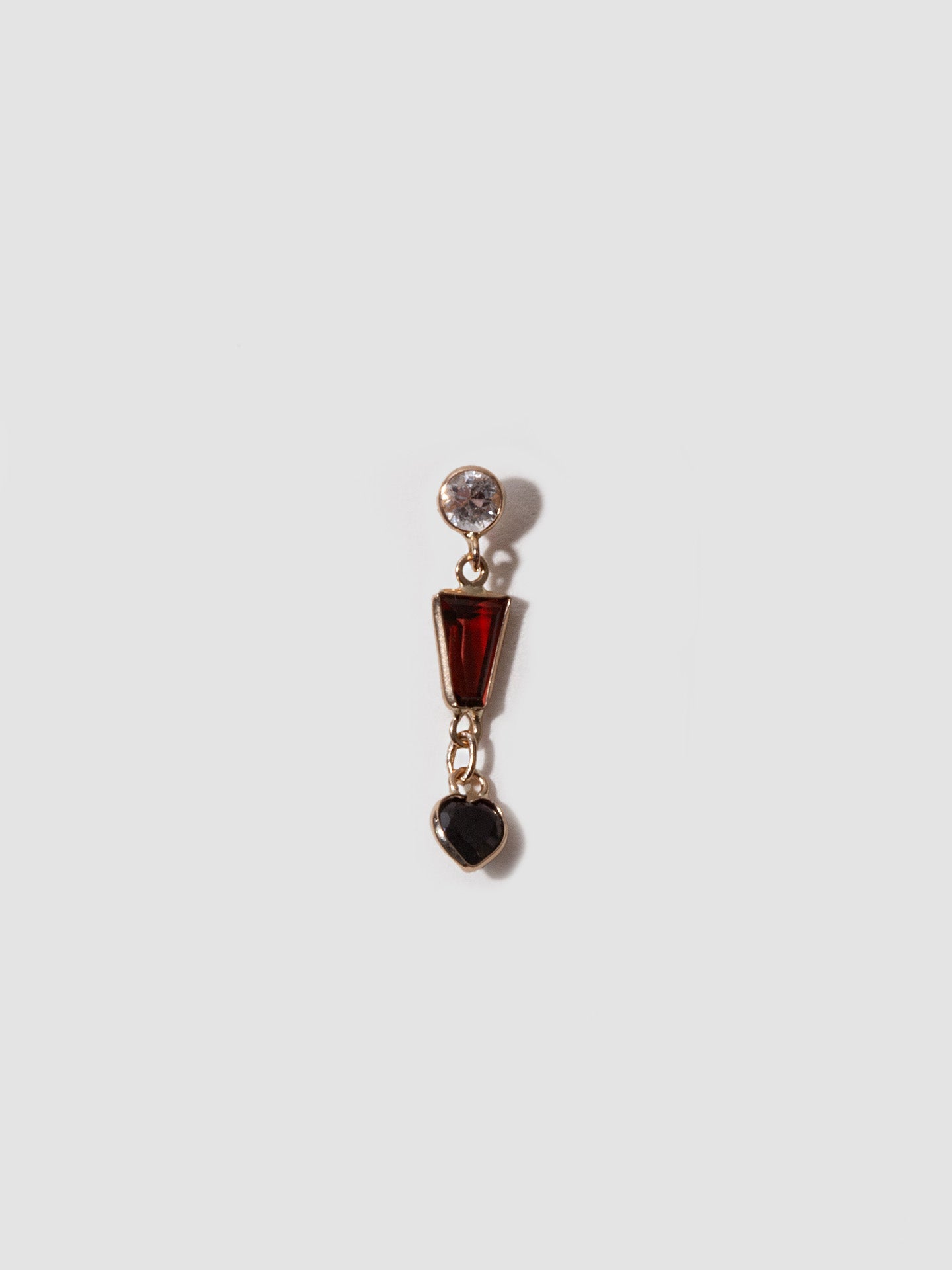 Loren Stewart Single White Sapphire and Garnet Camilla Dangle Stud Earring 14kt YG