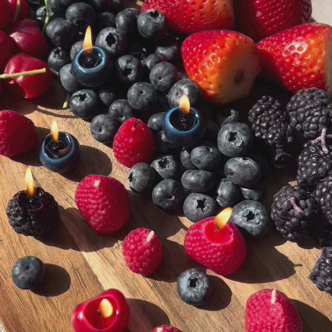 Beeswax Raspberry Birthday Candles