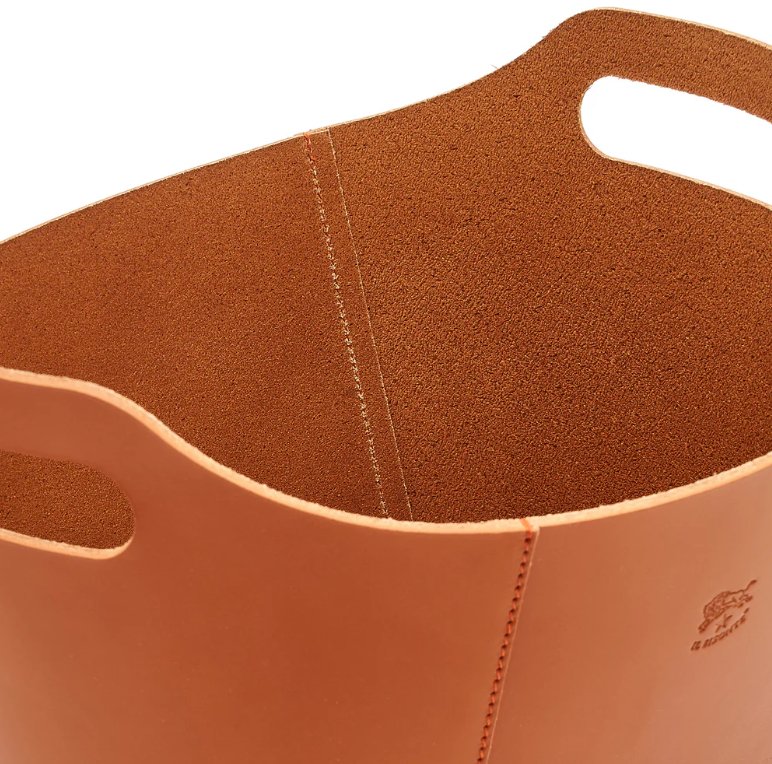 Il Bisonte Cowhide Storage Basket 13" x 7" x 8" - Homebody Denver