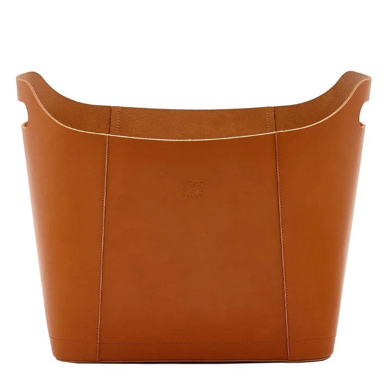 Il Bisonte Cowhide Storage Basket 16" x 14" x 8" - Homebody Denver