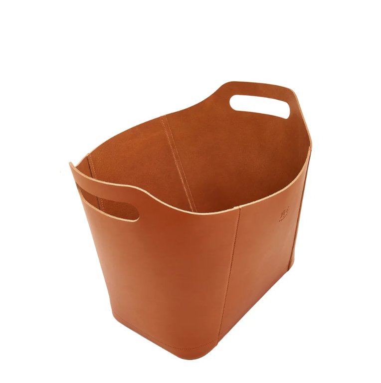 Il Bisonte Cowhide Storage Basket 16" x 14" x 8" - Homebody Denver