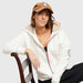 Ladies Sweatshirt, Off White Zip Up with Faux Fur Lining - Homebody Denver