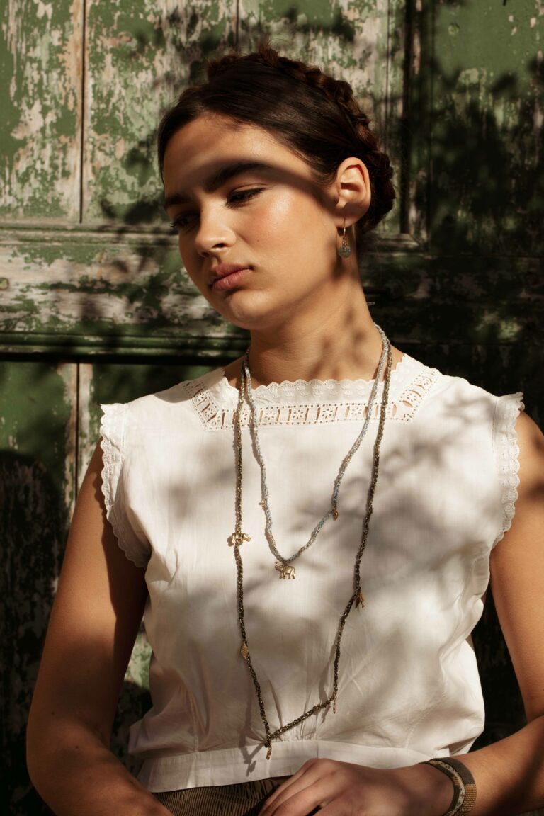 Frida Long Necklace, Five Charms