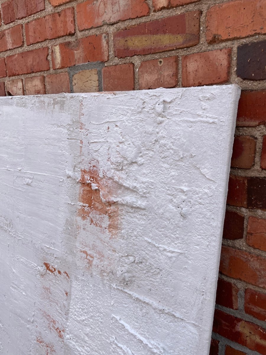 Mixed Media Painting with Terracotta Accents by S. Breton 2022 - 39" x 39" - Homebody Denver