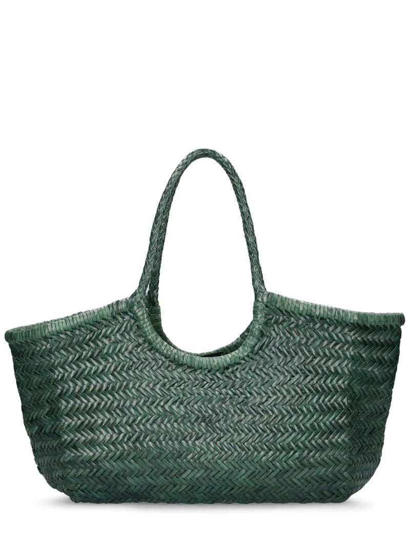 Nantucket Basket Big Woven Leather 19" x 9" x 6"deep with Cloth Liner - Homebody Denver