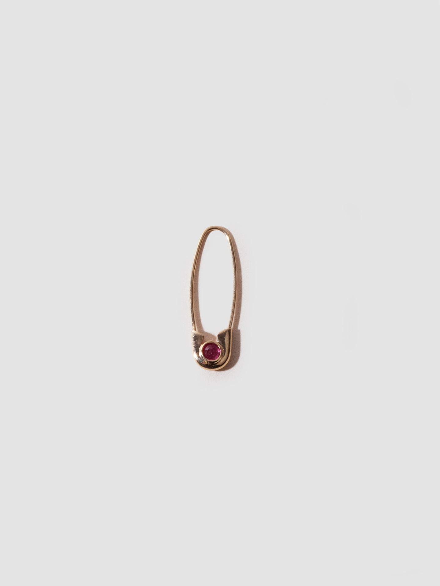 Loren Stewart Single Ruby Cirque Safety Pin Earring 14kt YG