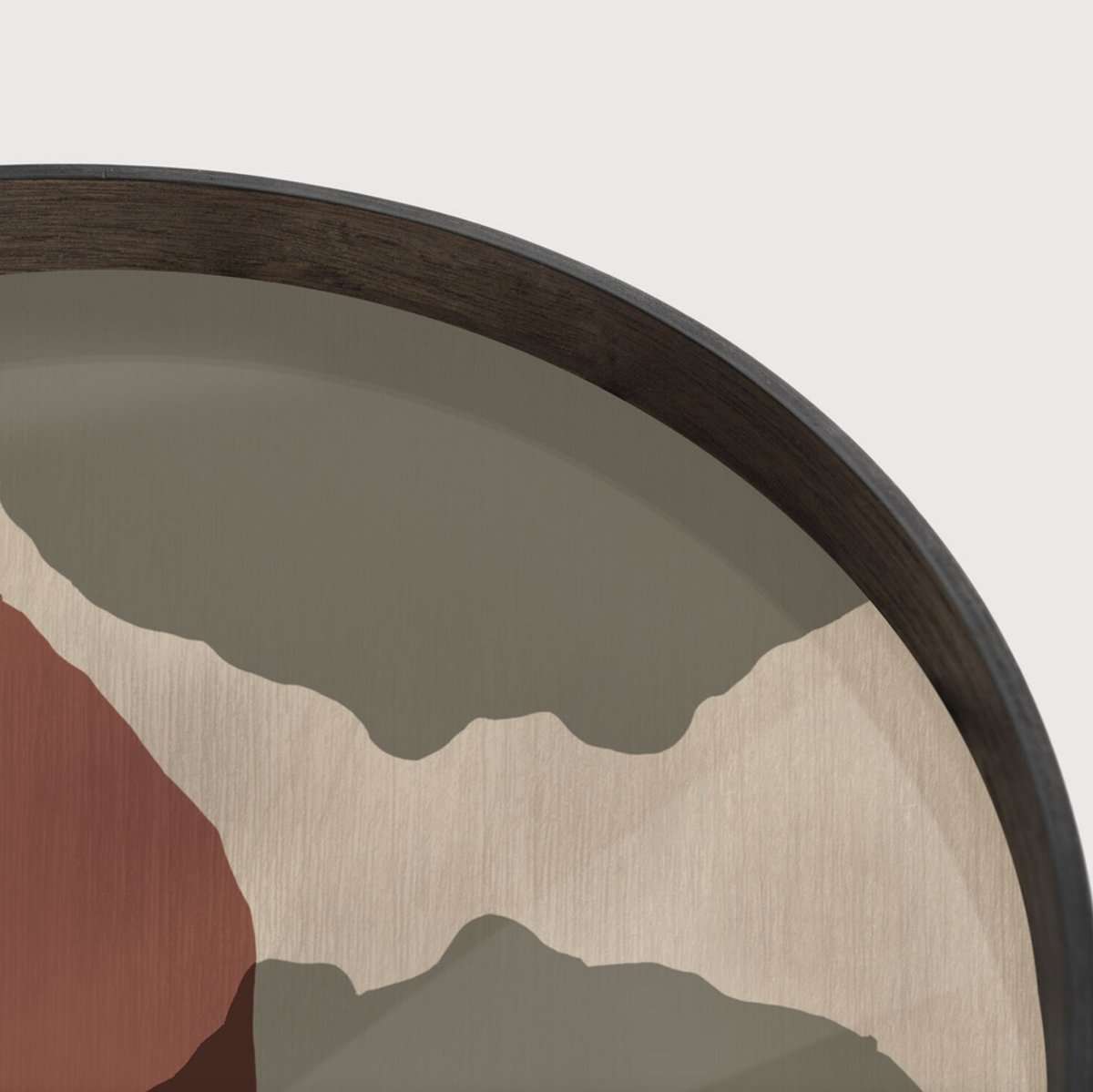 Black Varnished Wood Set of 2 Round Nesting Coffee Tables with Trays - Homebody Denver