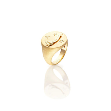 Fiore Wylde Stella Signet Ring, 18kt. Yellow Gold with Diamonds - Homebody Denver