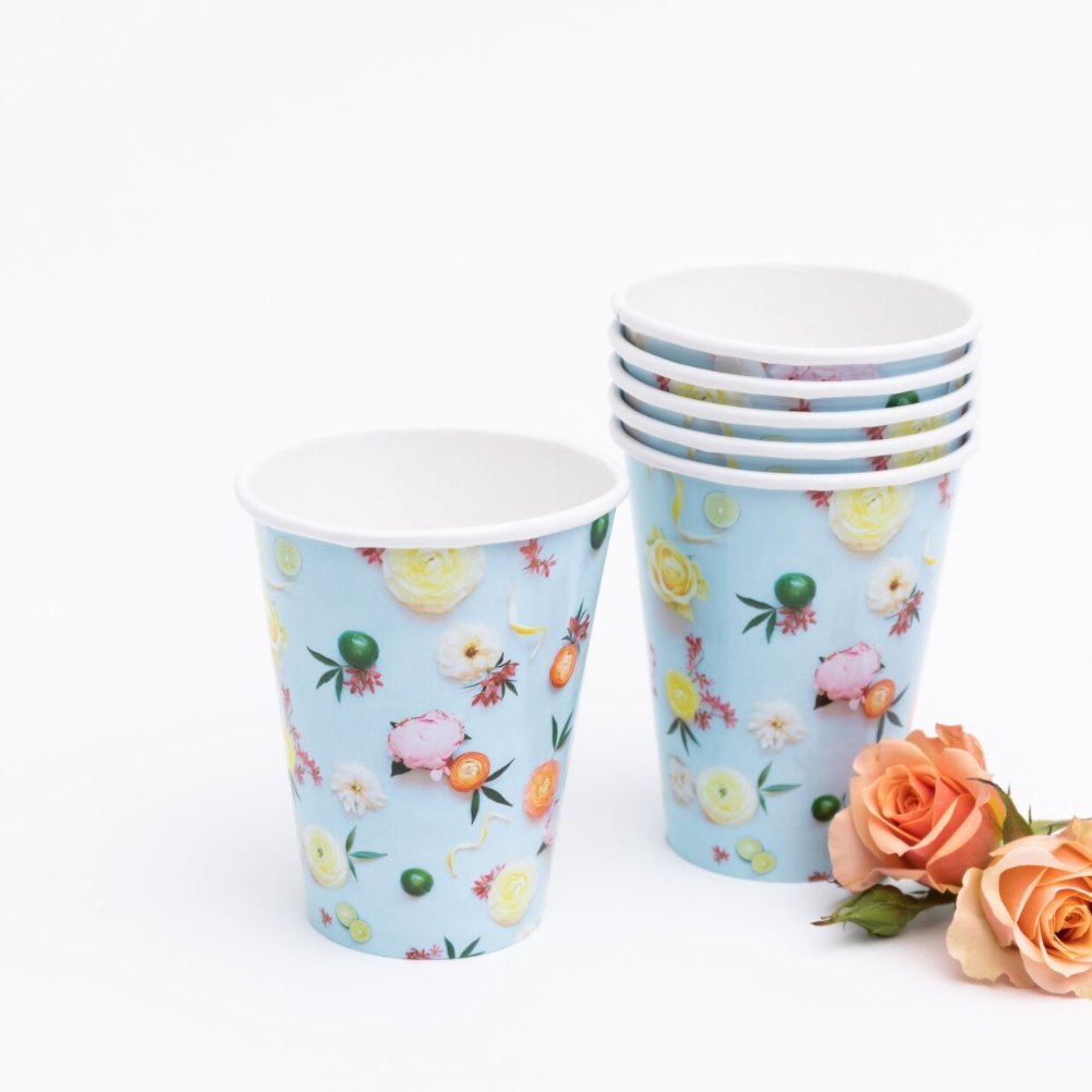 Frances H Designs Floral Paper Cups- 12 ounce- Set of 12 - Homebody Denver