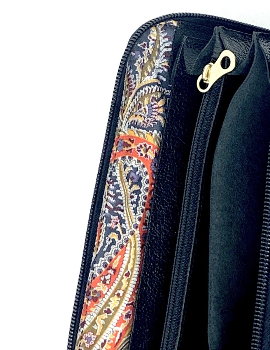 Il Bisonte Cowhide Zip Around Wallet with Liberty Print Lining - Homebody Denver