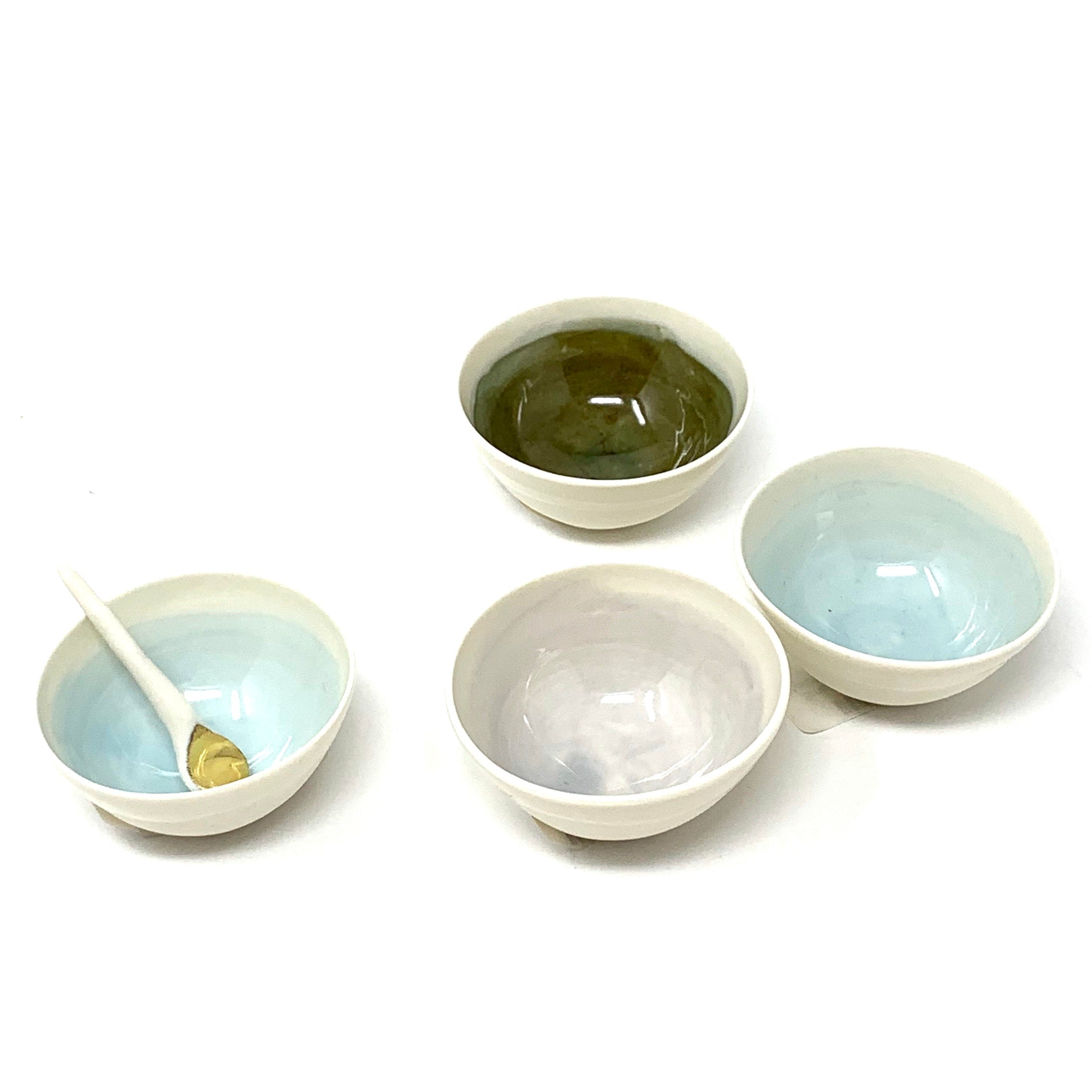 Porcelain Bowl with Watercolor Interior 2.5" Diameter