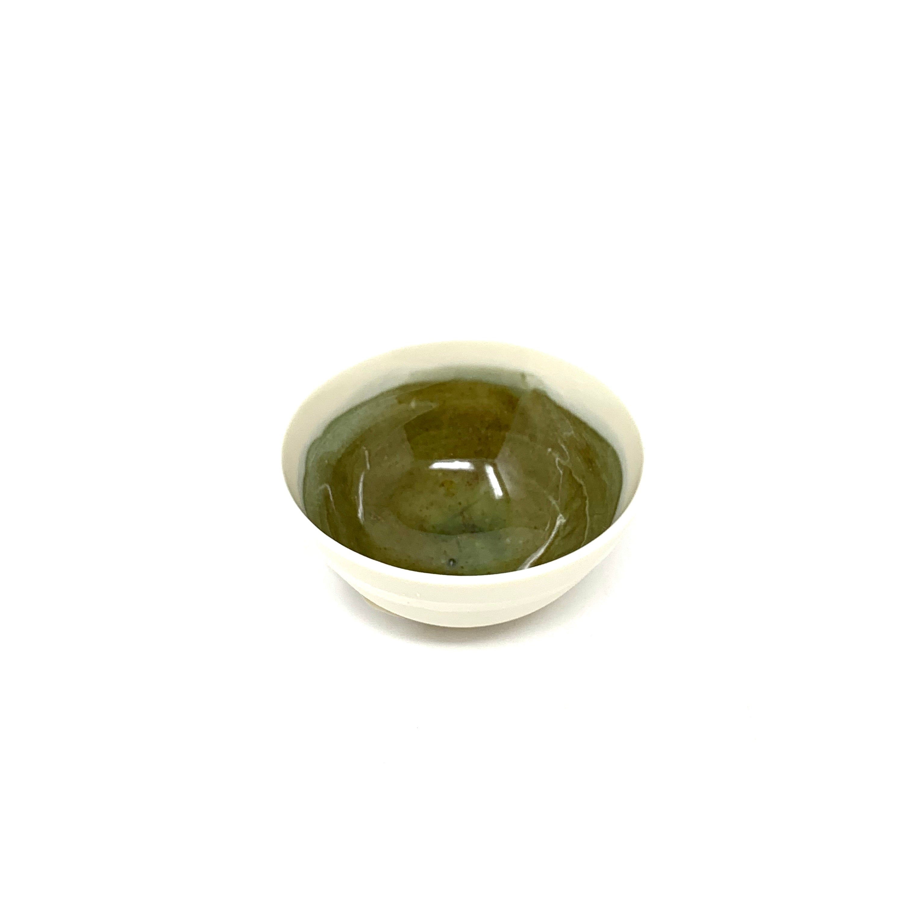 Porcelain Bowl with Watercolor Interior 2.5" Diameter