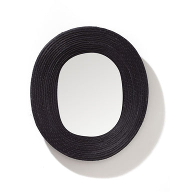 Killa Wall Mirror Oval, Black Rattan - Homebody Denver