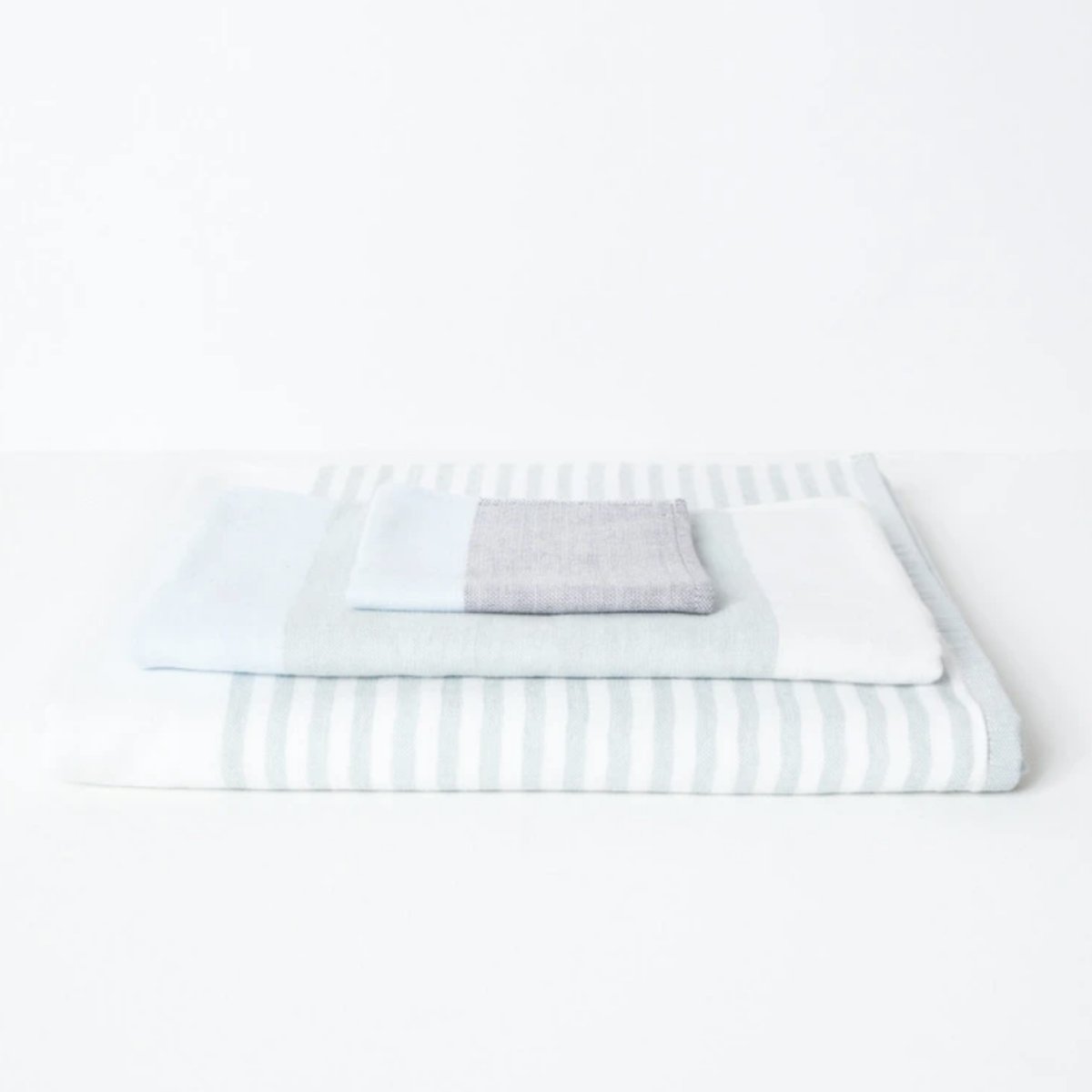 Large Grey Tri-Color Chambray Bath Towel - Homebody Denver