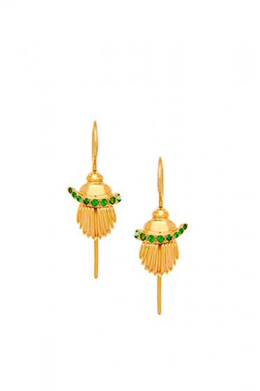 Lito Pair of 14kt Gold Scarab Earrings with Mineral Stones - Homebody Denver