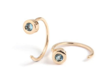 Melissa Joy Manning 14Karat Yellow Gold 2mm Montana Sapphire Hug Earrings (Pair) - Homebody Denver