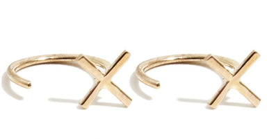 Melissa Joy Manning 14Karat Yellow "X" Hug Hoop Earrings (Pair) - Homebody Denver