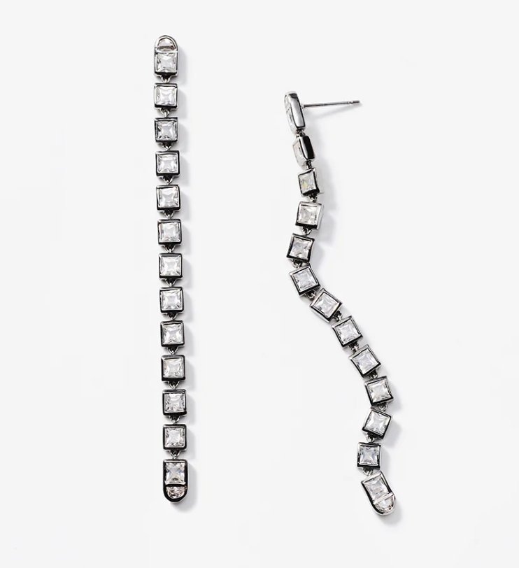 Nakard Pair of Line Earrings 3.5mm Square White Zircon - Homebody Denver