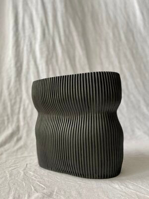 Oval Vase Curvy # 2, Black - Homebody Denver