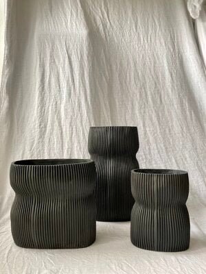 Oval Vase Curvy #3, Black - Homebody Denver
