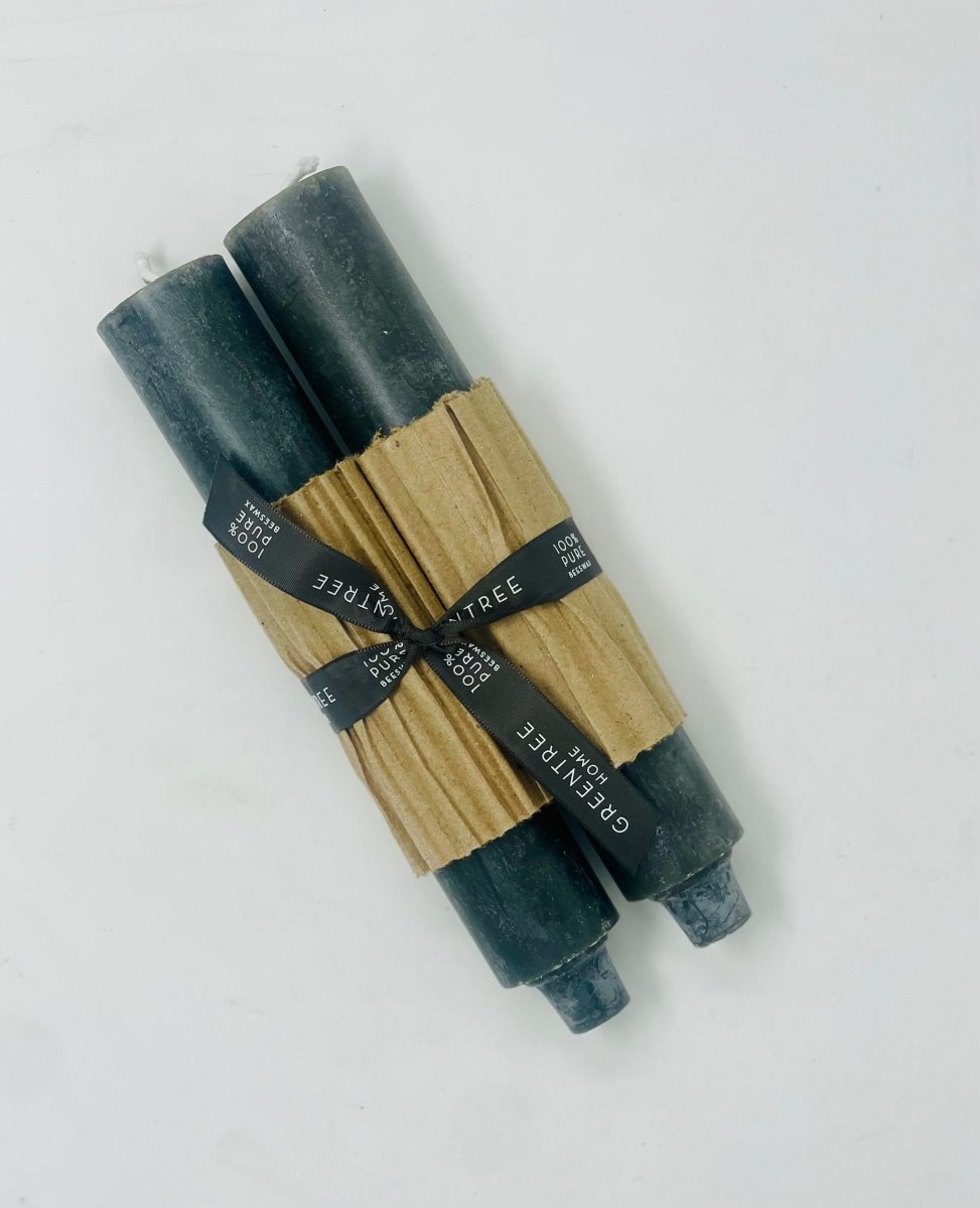 Pair of Beeswax Column Candles. 9" x 1.5" - Homebody Denver