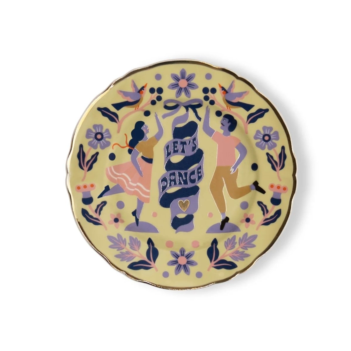Porcelain Floral Message Plates with Gold Trim 6.5" - Homebody Denver