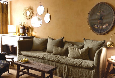 Sofa Canapé Boho 240 Chenile Soft Washed in Col. Kaki - Homebody Denver