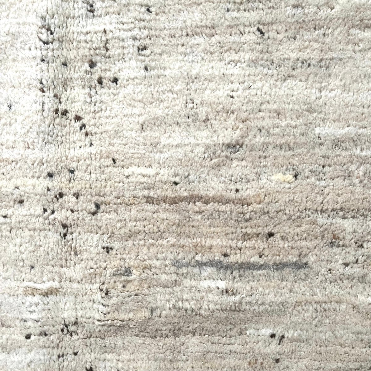 Wool Rug, Natural White with Dark Brown Flecks, Brown and White Border and Braided Tassels 7.2' x 9.9' - Homebody Denver