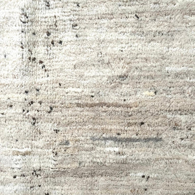 Wool Rug, Natural White with Dark Brown Flecks, Brown and White Border and Braided Tassels 7.2' x 9.9' - Homebody Denver