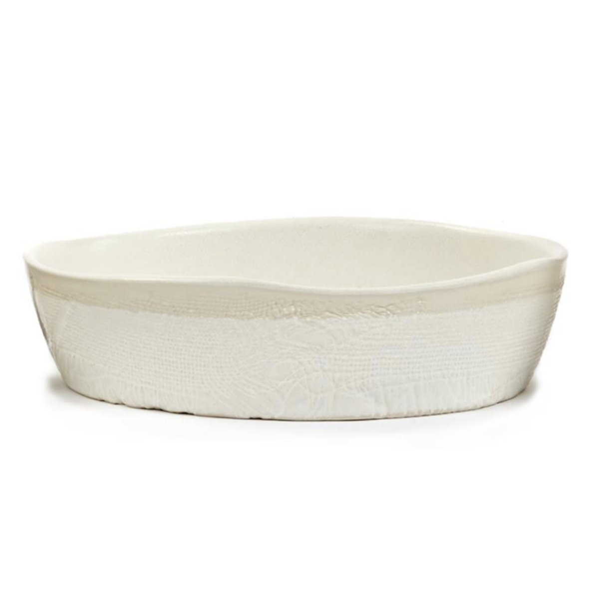 Zion Bowl, White Ceramic 13"dia. x 3"h. - Homebody Denver