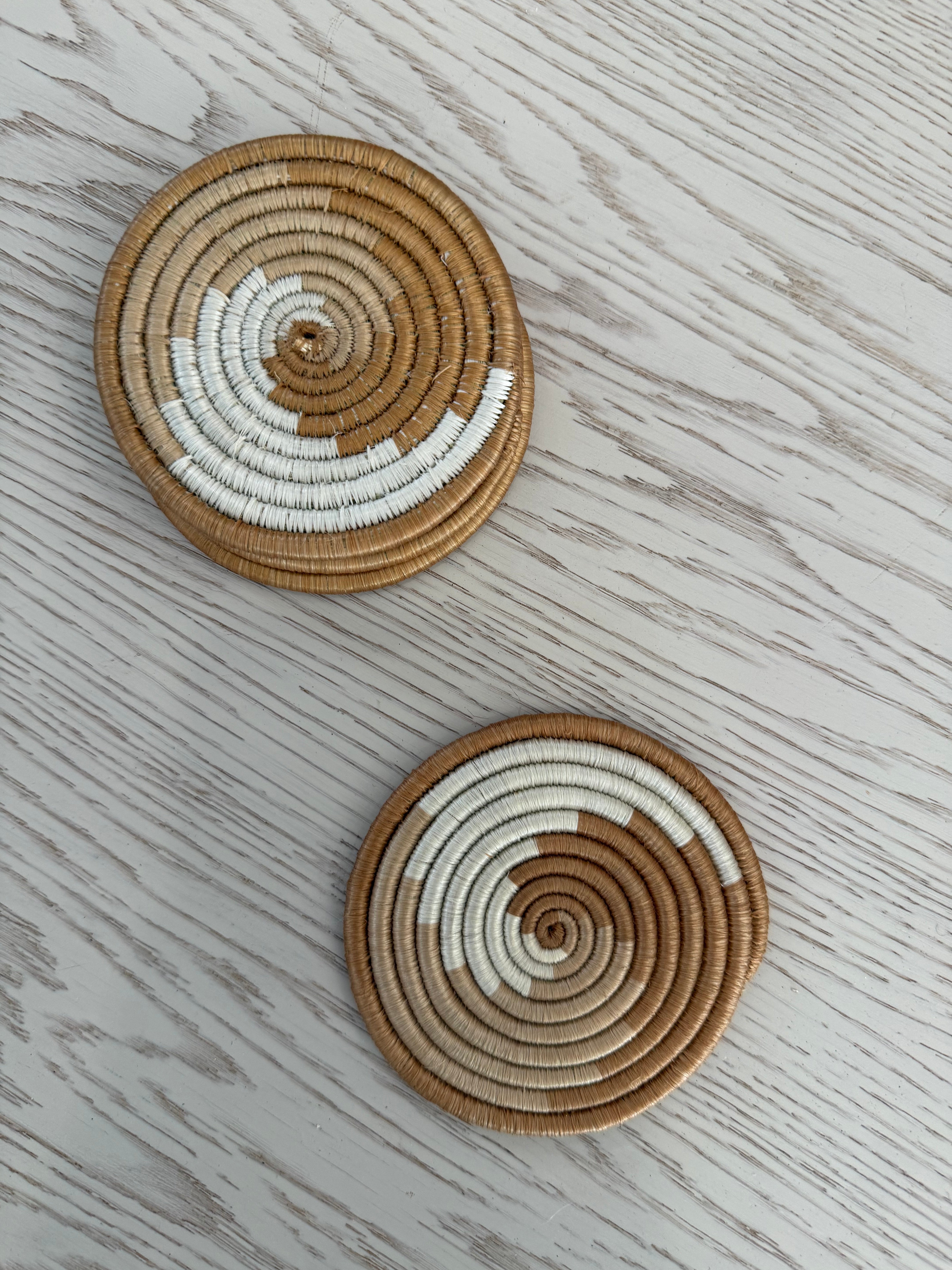 Set of 4 Sisal Coasters in a Sisal Basket