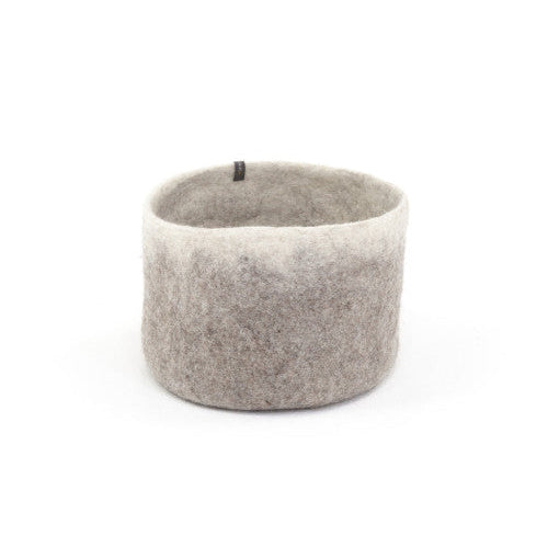 Two-Tone Felted Wool Round Storage Container S 10"dia. x 7"high
