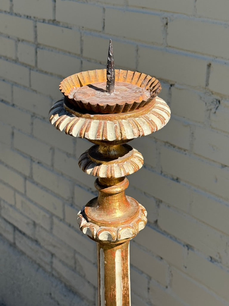 19th Century Large Painted French Candlestick