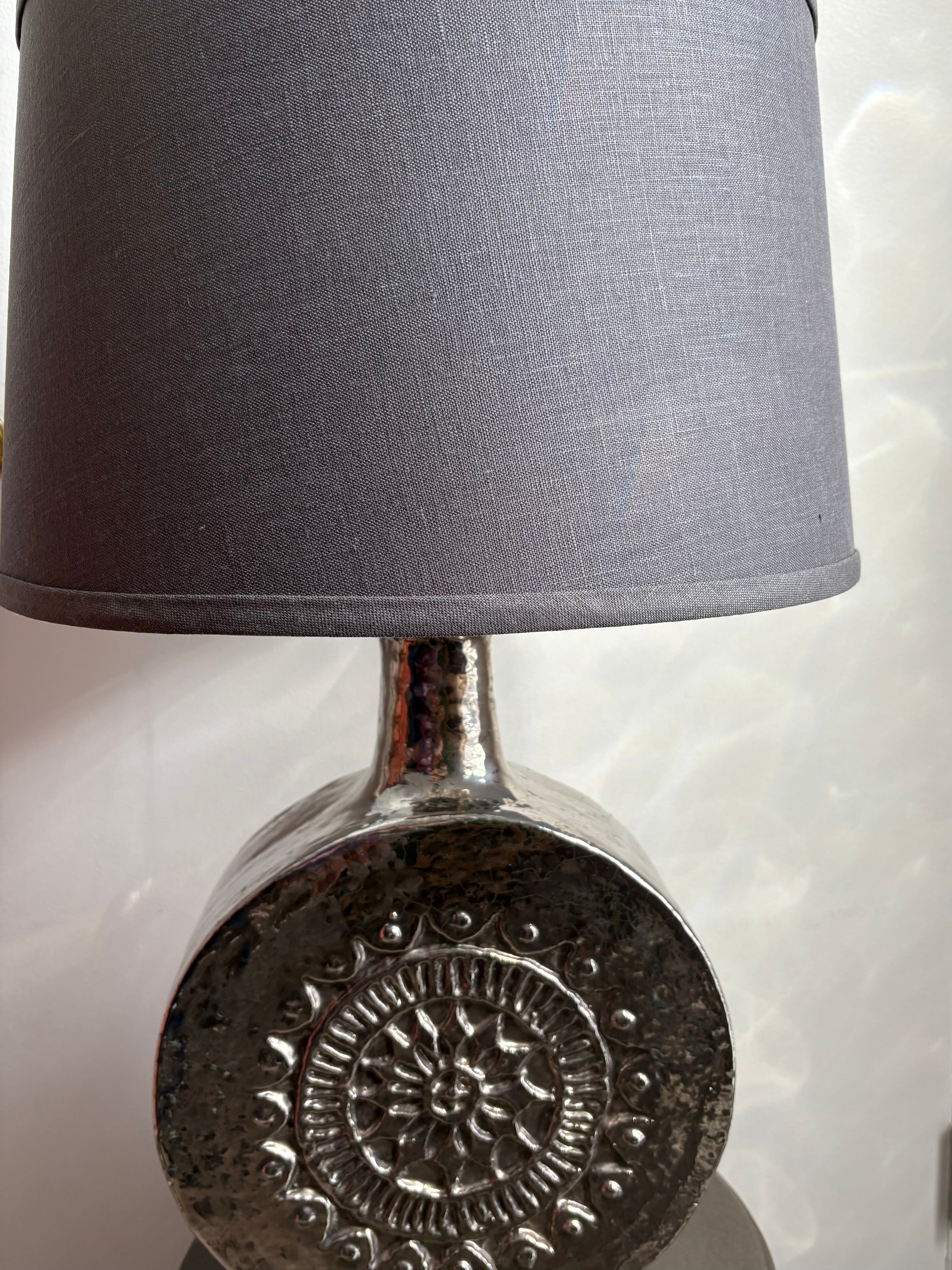 Silver Ceramic Sun Lamp Midcentury Italian Bitossi